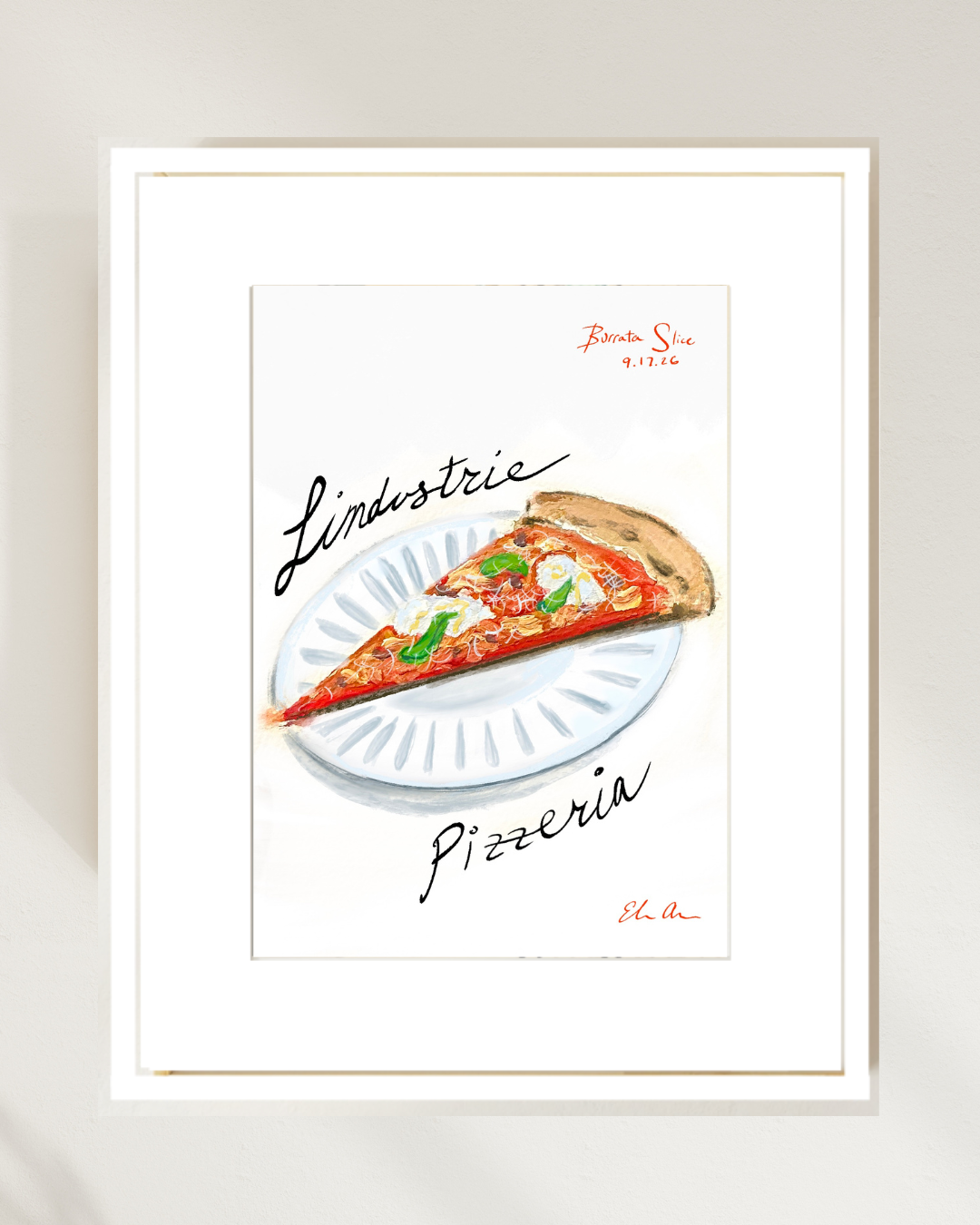 L'industrie Pizzeria Burrata Slice, NYC Original 5x7 Painting